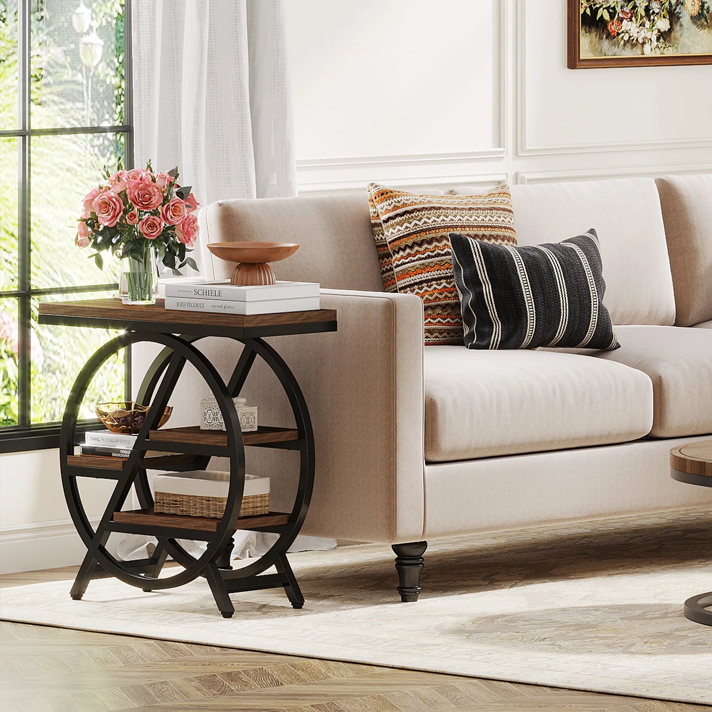 Tribesigns End Table for Living Room 3-Tier with Storage