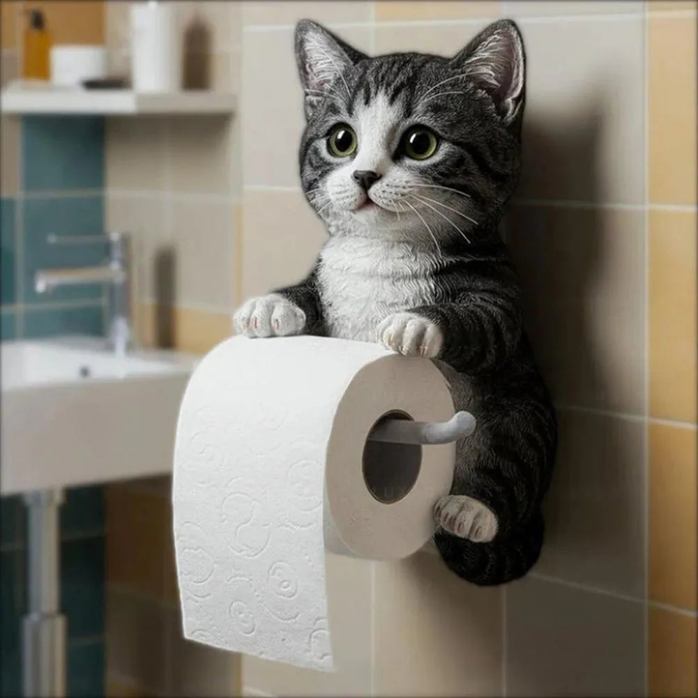 Cat Paper Holder Wall Mount Toilet Paper Holder Bathroom
