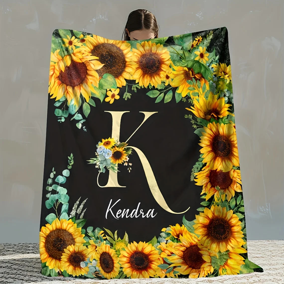 Craft of Weaving Custom Name Sunflower Flannel Blanket