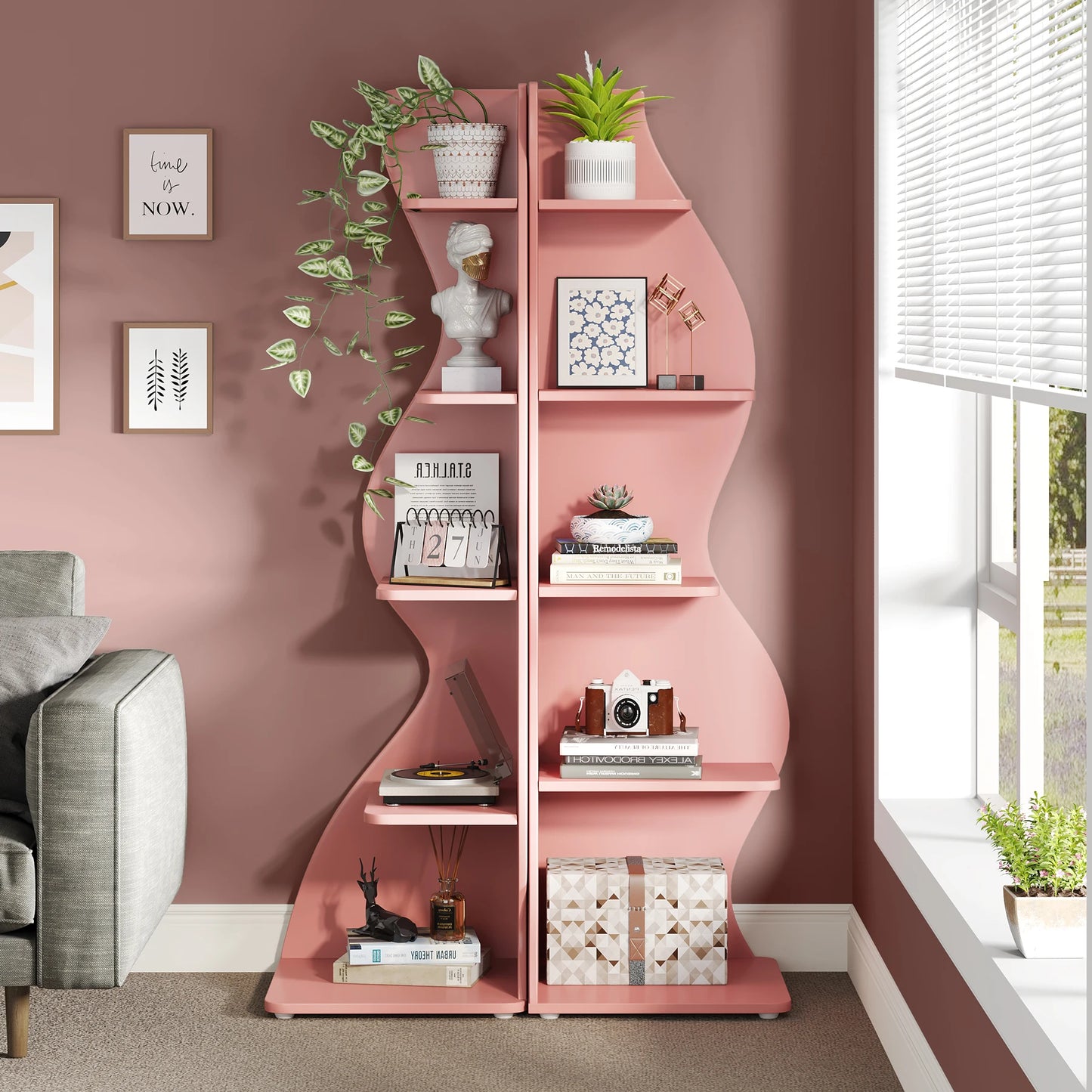 5-Tier Corner Shelf Wall Bookshelf Plant Stand