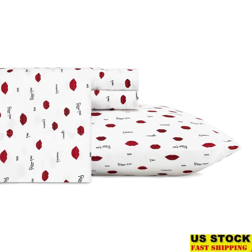 Love Lips Microfiber Sheet Set Deep Pocket 4 Piece