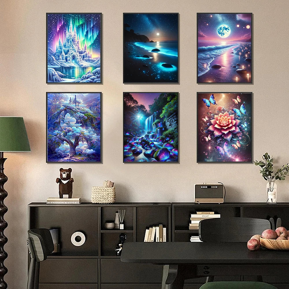 Frame Diamond Painting Kits 5D Round Drill Scenery Patterns