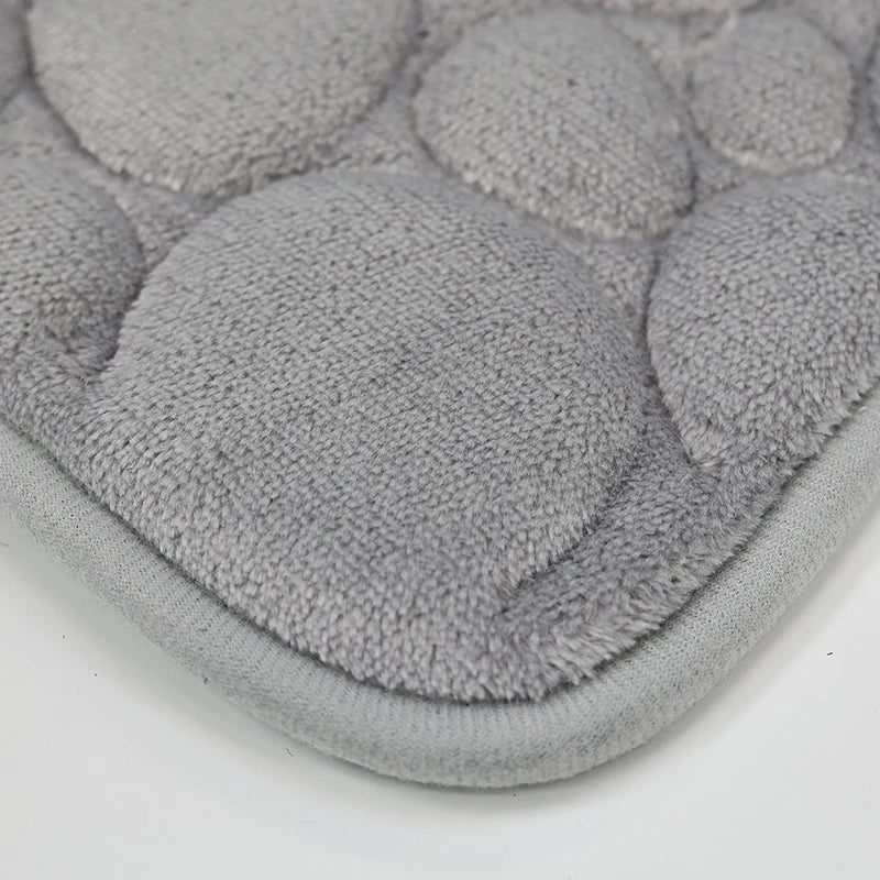 Soft Microfiber Non Slip Stone Bathroom Floor Mat Set