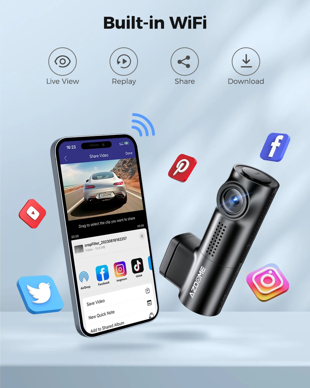 EZHomeEssentials AZDOME M330 Car DVR 1080P Dash Cam