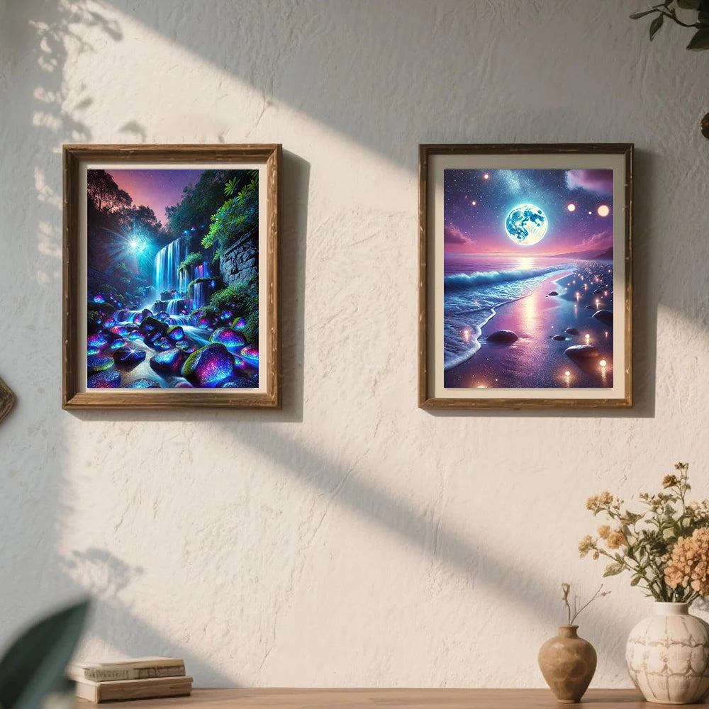 Frame Diamond Painting Kits 5D Round Drill Scenery Patterns