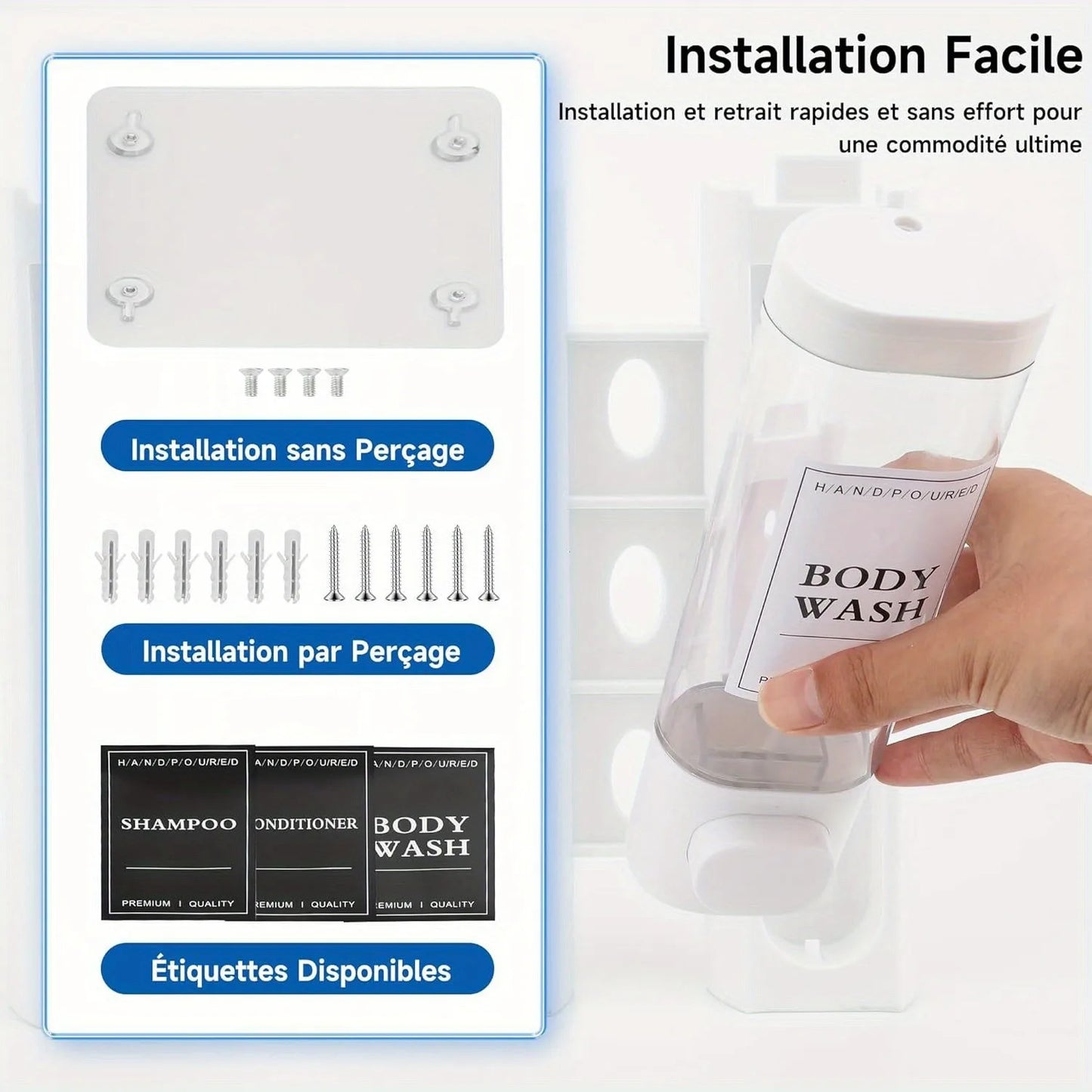 Hign-concerned Wall Mounted 3 in 1 Shower Gel Dispenser ABS